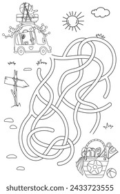 Help Little Car Reach Her Vacation In This Educational Labyrinth Coloring Page For Kids