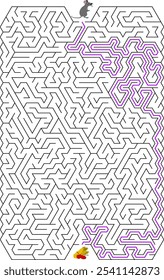 Hilf der kleinen Maus, ein Futter zu finden - Weizenähren und Beeren. Unterirdisches Flachlabyrinth. Labyrinth-Spiel im Erdloch für Kinder.