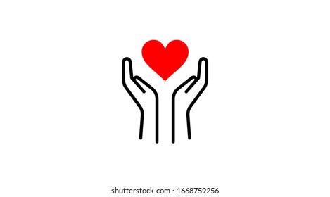 Help love vector icon. Hand heart vector icon
