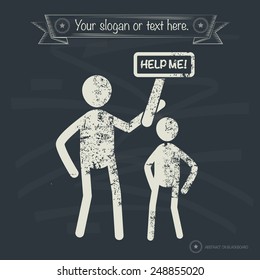Help me concept,human resource on old background,grunge vector