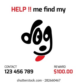 Help me find my dog  Poster. Lost Dog advertisment campaign