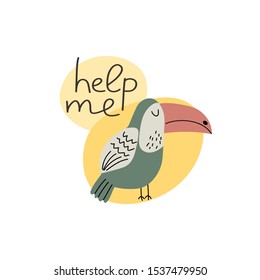 Help me hand drawn lettering. Killing animals concept for poster, card or print. Poaching 