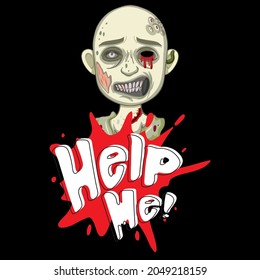 Help me text design with creepy zombie illustration