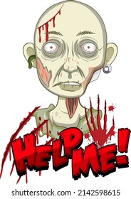 Ayúdame a diseñar texto con una ilustración zombie escalofriante