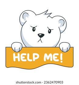 Help me typography sticker in flat style 