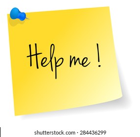 Help Me Yellow Stick Note Paper Vector Isolated