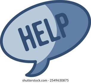 help message icon, customer support symbol, transparent background. replaceable blue color design