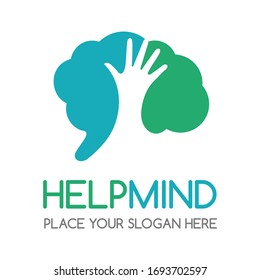 Help mind vector logo template. This design use hand and brain symbol. Suitable for medical or social business.