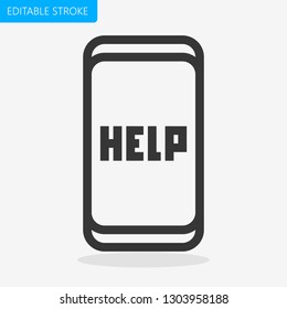 Help Mobile Phone Support Line Icon Editable Stroke Pixel Perfect Vector