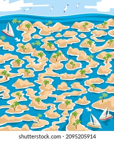 Help moor the yacht in marina. Maze game, activity for children. Vector cartoon illustration.  