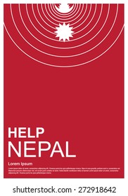 Help Nepal Charity advertisement. earth quake location highlighted. Help Nepal. typography cover page.