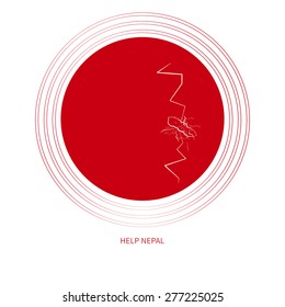 Help Nepal. Earthquake Crisis Concept. Map of Nepal showing earthquake. Page template.Vector banner, poster,map.
