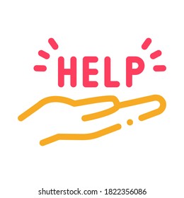 help on palm icon vector. help on palm sign. color symbol illustration