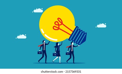 Help out creative ideas. Business Man carrying a creative light bulb. business concept vector
