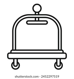 Ayuda paquete trolley icono esquema Vector. Entrega sólida. Asistencia de saldo