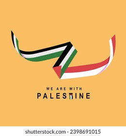 Help Palestine Vector Scattered Paper Heart Border Palestine Flag Isolated On orange Background. Stop the War and Save Palestine Illustration. Palestine National Flag Color Abstract IG Post and banner