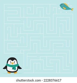 Help the penguin get to the fish. Maze for children