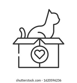 Help pet line black icon. Animal protection sign. Giving care vector pictogram. Charity and Volunteering symbol. Button for web page, mobile app, promo, UI UX user interface. Editable stroke.