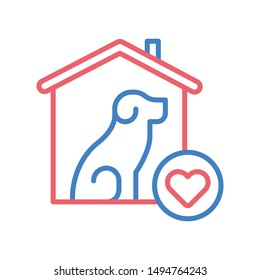 Help pet line color icon. Animal protection sign. Giving care vector pictogram. Charity and Volunteering symbol. Button for web page, mobile app, promo, UI/UX user interface. Editable stroke.