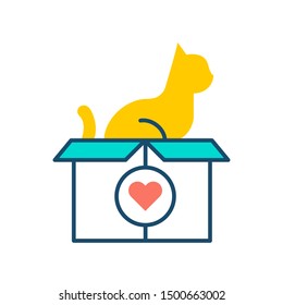 Help pet line color icon. Animal protection sign. Giving care vector pictogram. Charity and Volunteering symbol. Button for web page, mobile app, promo, UI/UX user interface. Editable stroke.