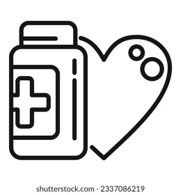 Help pill icon outline vector. Drug treatment. Person cure