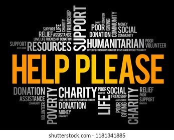 Help please word cloud collage, concept background