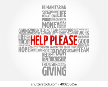 Help please word cloud collage, cross concept