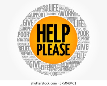 Help please word cloud collage, concept background