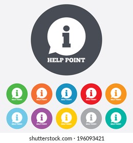 Help point sign icon. Information symbol. Round colourful 11 buttons. Vector