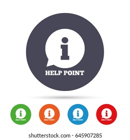Help point sign icon. Information symbol. Round colourful buttons with flat icons. Vector