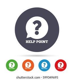 Help point sign icon. Question symbol. Round colourful buttons with flat icons. Vector
