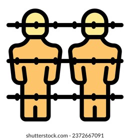 Help poor icon outline vector. Migrant people. Refugee asylum color flat