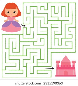 Hilf der Prinzessin, zum Schmuck zu kommen. Vektorgrafik eines Puzzles für Kinder. Labyrinth für Kinder.