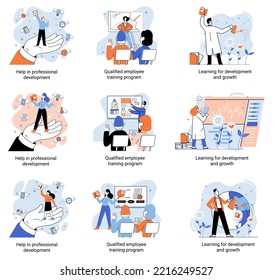 Help in professional development. Qualified employee training program. Learning for software development and growth. Agile project management devOps team, project life scrum meeting. Creative metaphor