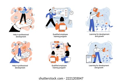 Ayuda en el desarrollo profesional. Programa de capacitación de empleados cualificados. Aprender para el desarrollo y crecimiento de software. Equipo ágil de desarrolloOps de administración de proyectos, reunión de análisis de vida del proyecto. Metáfora creativa