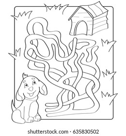 Help puppy find path to his house. Labyrinth. Maze game for kids