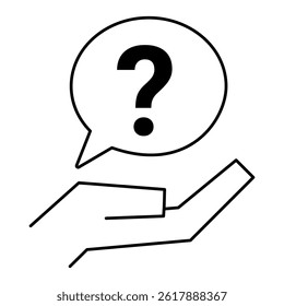 Help and Question Prompt. Raised hand with question bubble for user support interaction