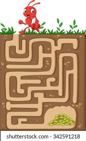 Help red ant to find way to food grains in an underground maze.