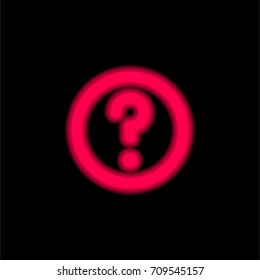 Help red glowing neon ui ux icon. Glowing sign logo vector