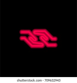 Help red glowing neon ui ux icon. Glowing sign logo vector