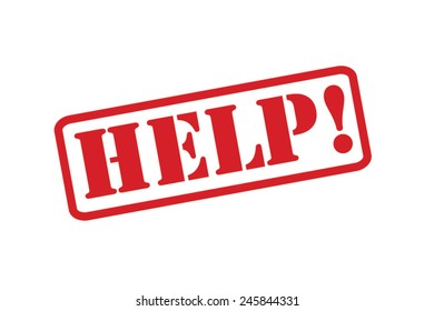 HELP! Red Rubber Stamp vector over a white background.