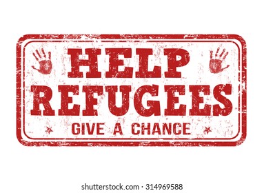Help Refugees grunge rubber stamp on white background, vector illustration