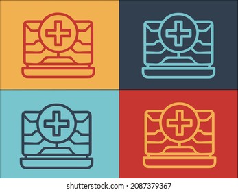Help Repair Laptop Logo Template, Simple Flat Icon of computer,laptop,repair
