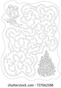 Help Santa Claus find the right way to the Christmas tree