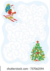 Help Santa Claus find the right way to the Christmas tree