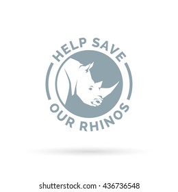 Help save and protect our endangered Rhinos from illegal hunting icon sign. Vector illustration.