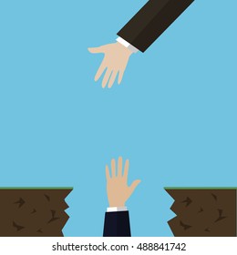 Help, save, and support business survive. Business concept to overcome adversity, Vector illustration with copy space for your text and your own design.