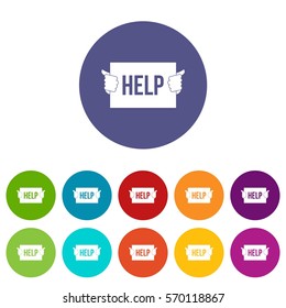 Help set icons in different colors isolated on white background