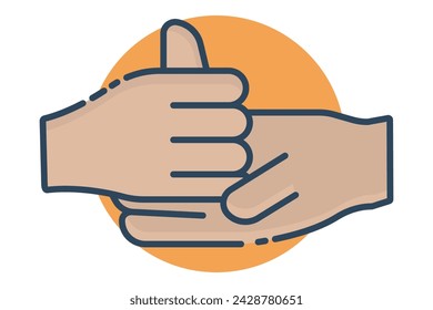 help sign language. symbol 'Help' sign in sign language with diverse hands, offering assistance. flat line  icon style. element illustration