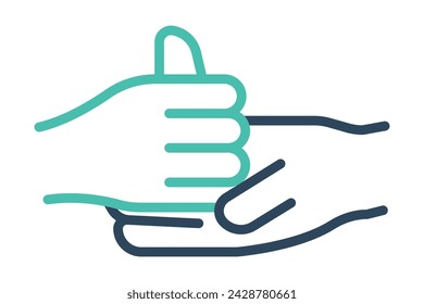 help sign language. symbol 'Help' sign in sign language with diverse hands, offering assistance. line icon style. element illustration